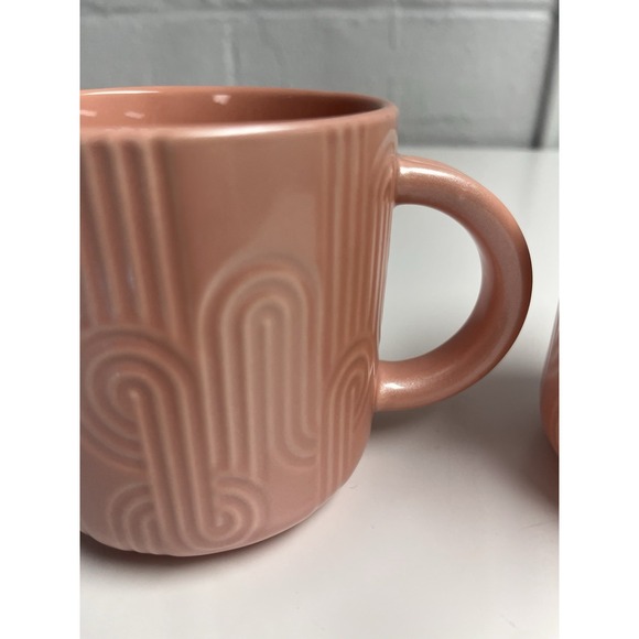 NEW Starbucks 2024 Embossed Curved Pastel Pink Pearlescent 14oz Mug SET OF 2 - Picture 7 of 11
